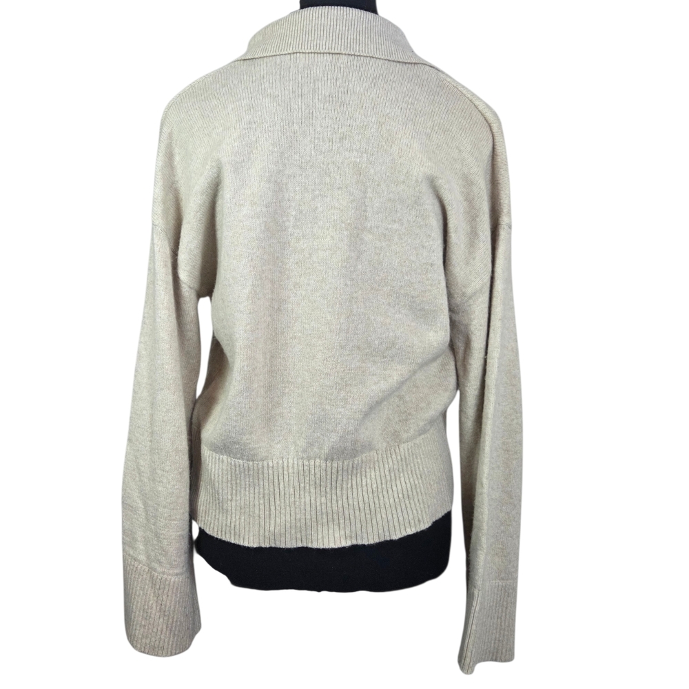Frank & Oak Cream Button-Up Cardigan With Wide Sleeves Size Small - Picture 2 of 7